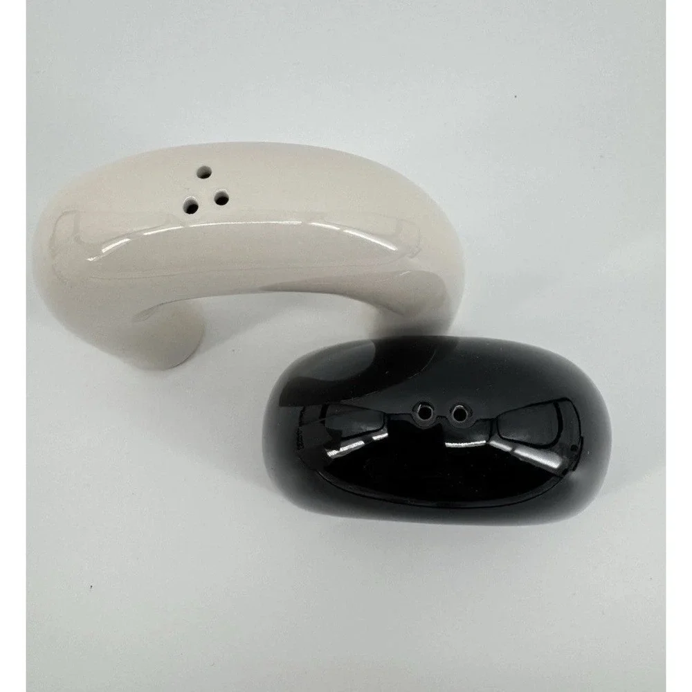 Room Essentials Ceramic Salt & Pepper Set, Black and White